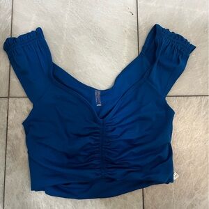 FP Movement by Free People Blue Ruched Top